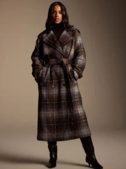 Jassen En Jacks|Next Chocoldebruin geruit - Trenchcoat