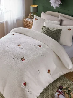 Beddengoedsets En Dekbedovertrekken*Next Christmas Robin fleece dekbedovertrek en kussensloop