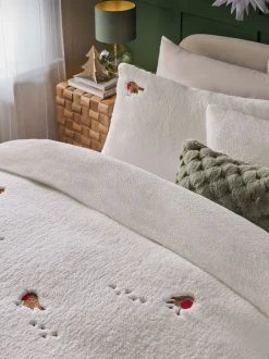 Beddengoedsets En Dekbedovertrekken*Next Christmas Robin fleece dekbedovertrek en kussensloop