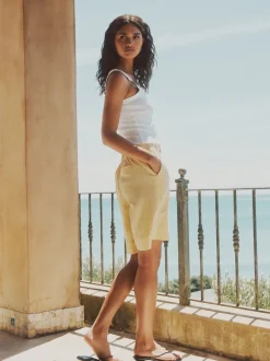 Shorts*Next - Bermuda van linnenmix Citroengeel