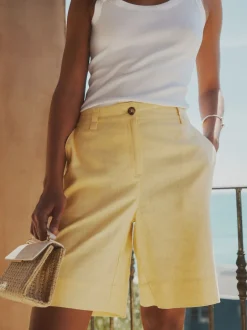Shorts*Next - Bermuda van linnenmix Citroengeel