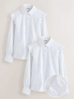 Overhemden En Blouses|Clarks Frill lange mouwen schooloverhemden 2 verpakking
