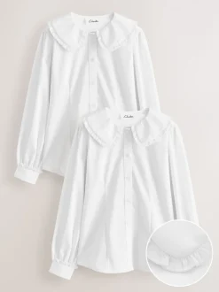 Overhemden En Blouses|Clarks Kraag Lange Mouw Schoolshirts 2 Pack