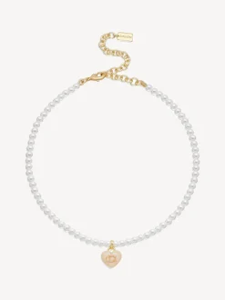 Sieraden*Coach Signature Heart Pearl Choker Necklace