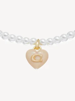 Sieraden*Coach Signature Heart Pearl Choker Necklace
