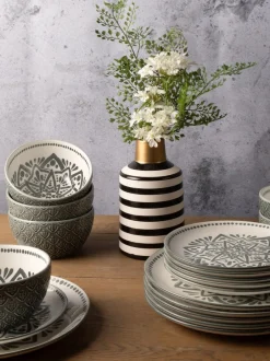Eetservies En Pastaschalen*Code Maison 12 Piece Inari Dinner Set Groen