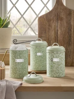 Keukenopslag*Next Cordelia - Set van 3 ditsy gebloemde bewaarbussen Grijs-groen