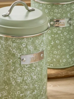 Keukenopslag*Next Cordelia - Set van 3 ditsy gebloemde bewaarbussen Grijs-groen
