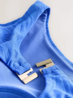 Badkleding*Next Cornflower Blue Textured - Hoogsluitend buikcorrigerend badpak