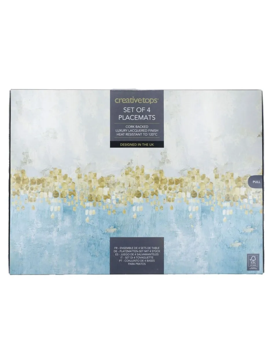 Tafellinnen En Placemats *Creative Tops Set van 4 grote Placemats met kurken achterkant en Kunstdruk