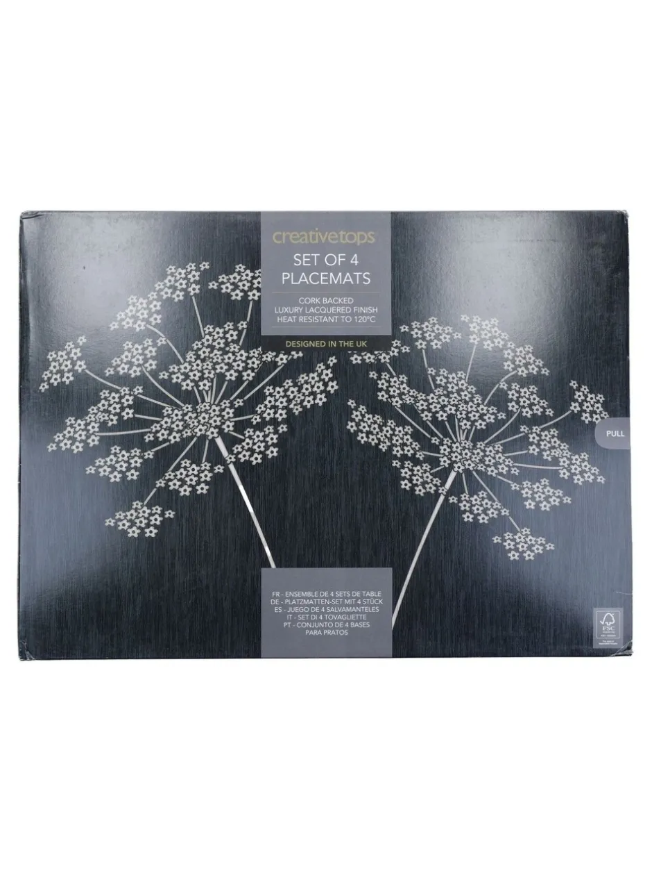 Tafellinnen En Placemats *Creative Tops Set van 4 grote Placemats met kurken achterkant en Kunstdruk