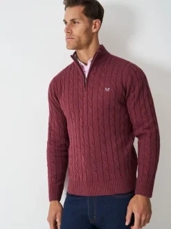 Gebreide Kleding*Crew Clothing Oarsman Cable Half Zip Jumper