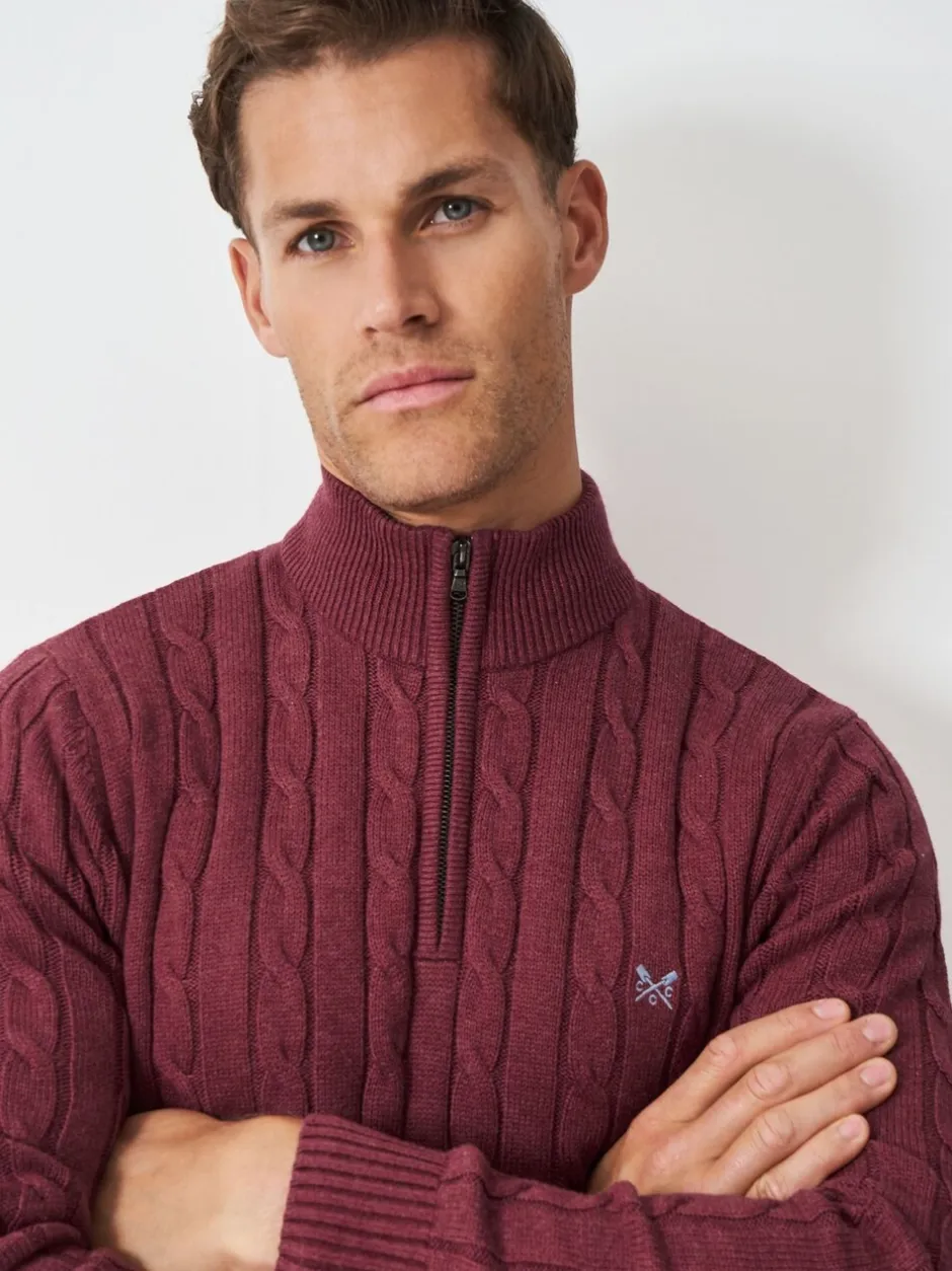 Gebreide Kleding*Crew Clothing Oarsman Cable Half Zip Jumper