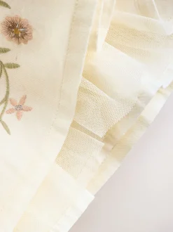 Jurken|Jurken|Next Crème - Baby Embroidered Long Sleeve Dress and Knickers Set 2 Piece (0mths-2yrs)