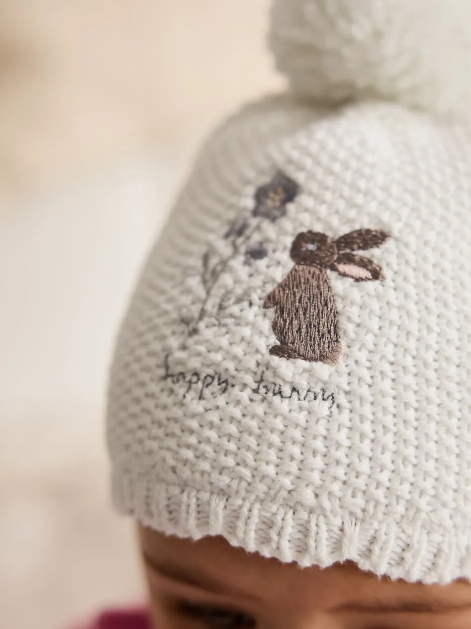 Mutsjes En Antikrabwantjes|Mutsen, Handschoenen En Sjaals|Next Crème - Baby geborduurde konijnenfiguur hoed (0mnd -2jr)