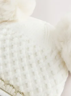 Mutsjes En Antikrabwantjes|Mutsen, Handschoenen En Sjaals*Baker by Ted Baker - - Set van muts met dubbele pompon en oren en wanten voor meisjes Crème