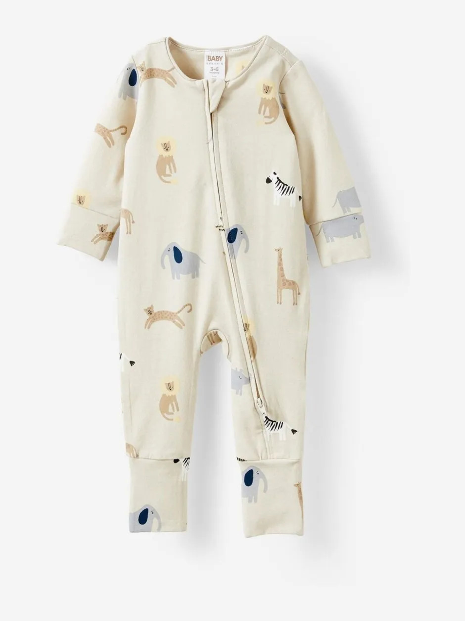 Rompertjes En Tuinbroeken|Cotton On - Long Sleeve Zip Romper Crème