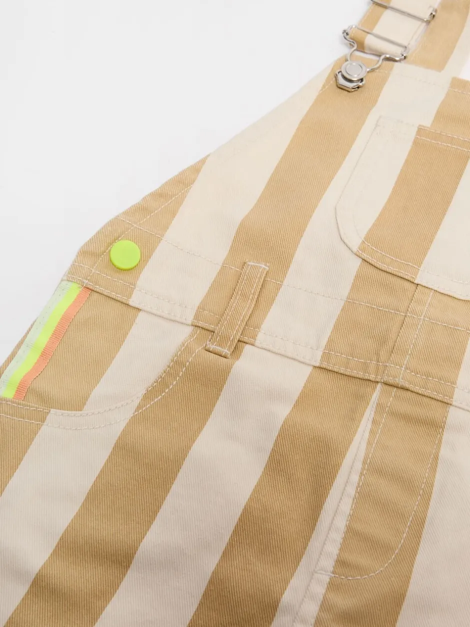 Tuinbroeken*GEN - Gestreepte shorts tuinbroek Crème