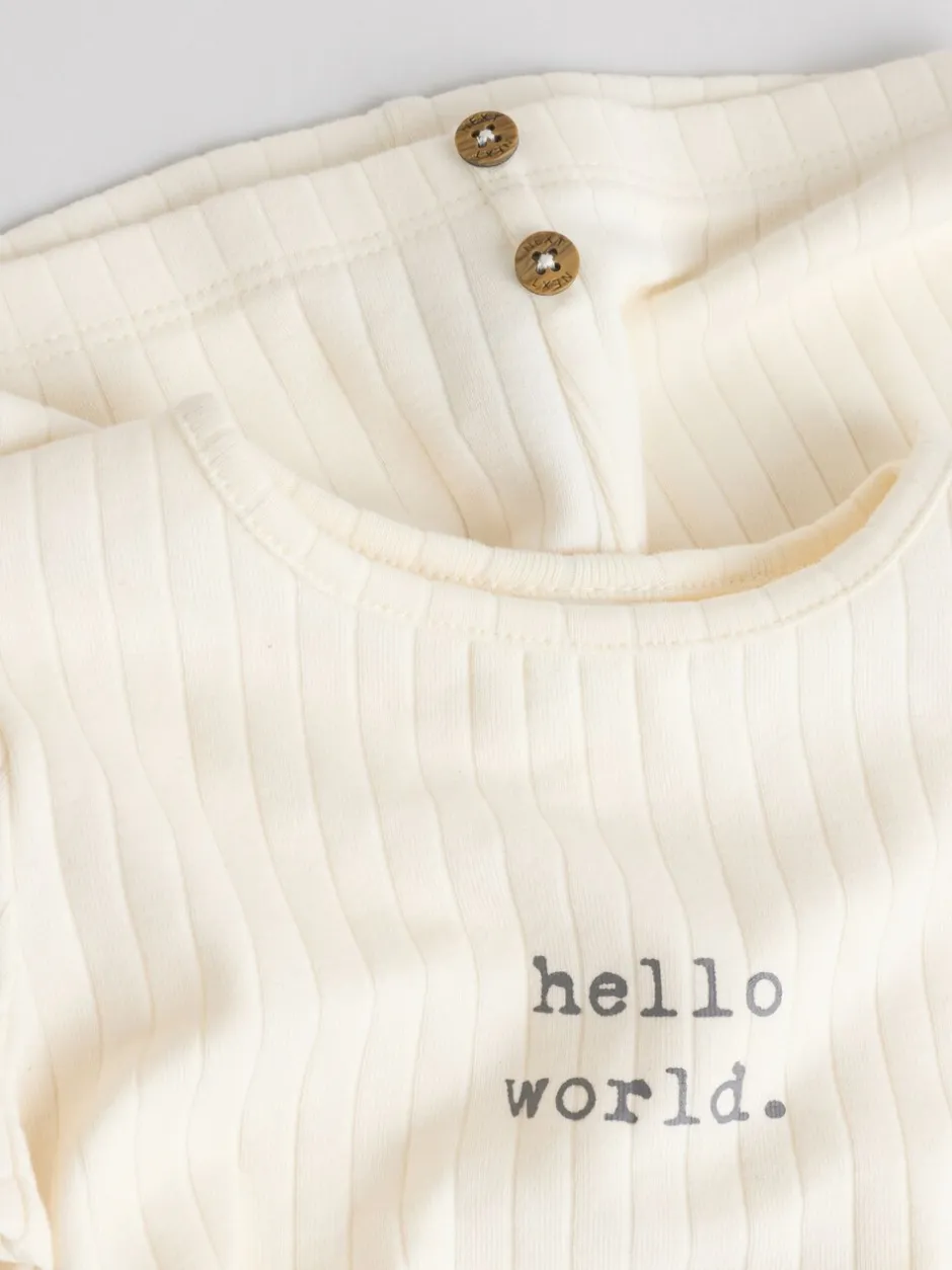 Tops|Sets En Outfits|Next Crème - Hello World Top and Leggings Baby Set (0-18mths)