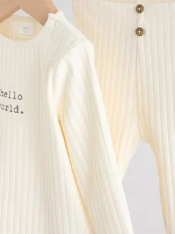 Tops|Sets En Outfits|Next Crème - Hello World Top and Leggings Baby Set (0-18mths)