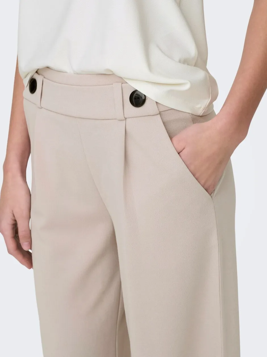 Kostuums En Werkkleding|JDY - - Broek met wijde pijpen Crème