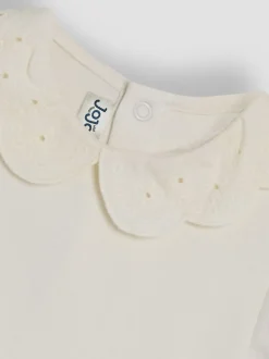 Rompertjes En Hemdjes|Jojo Maman Bébé - Broderie Collar Bodysuits Crème