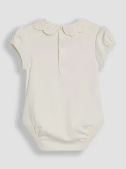 Rompertjes En Hemdjes|Jojo Maman Bébé - Broderie Collar Bodysuits Crème