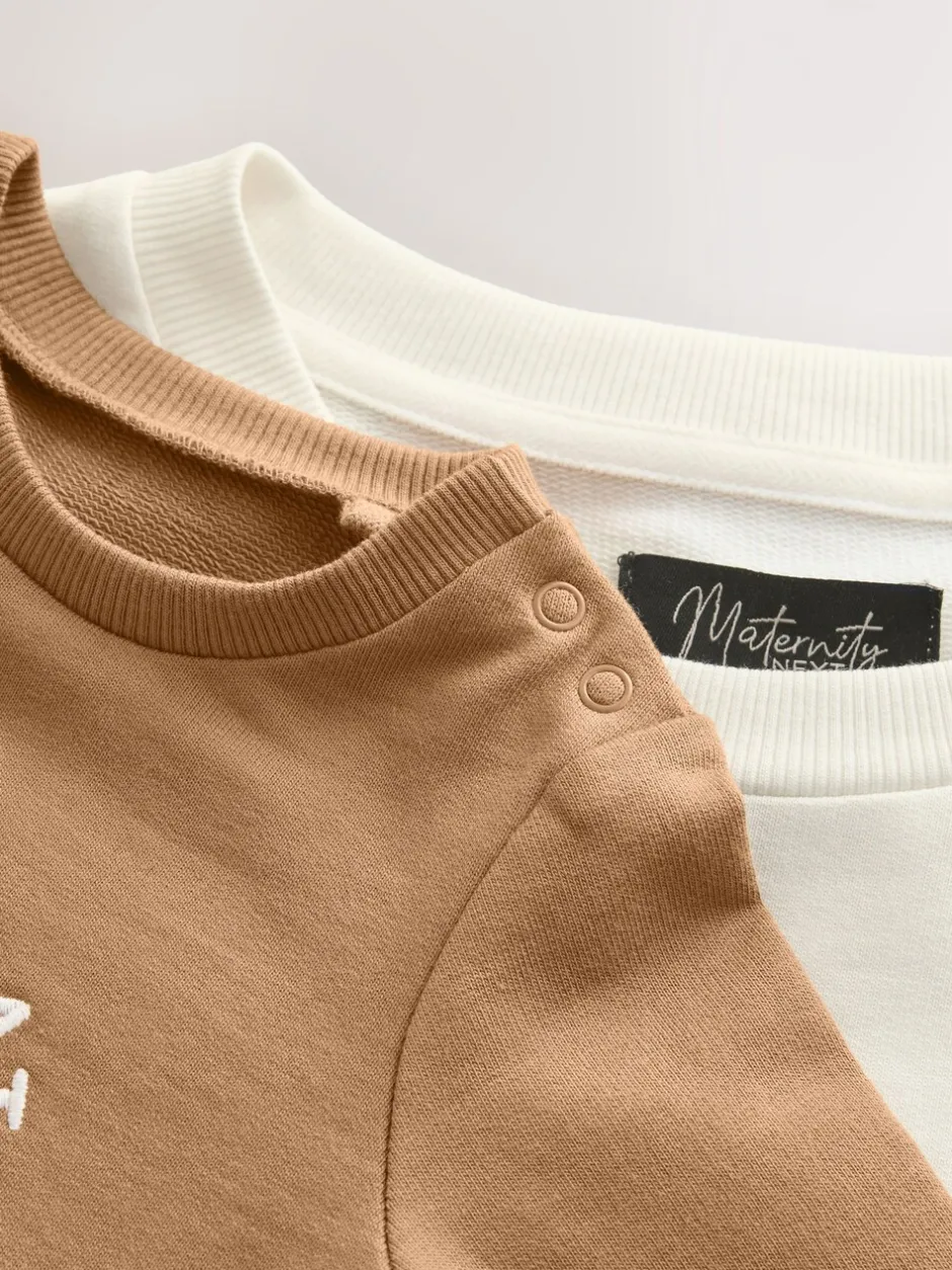 Hoody's En Sweatshirts|Moederschap*Next - Maternity Mini Me Sweatshirt Set Crème