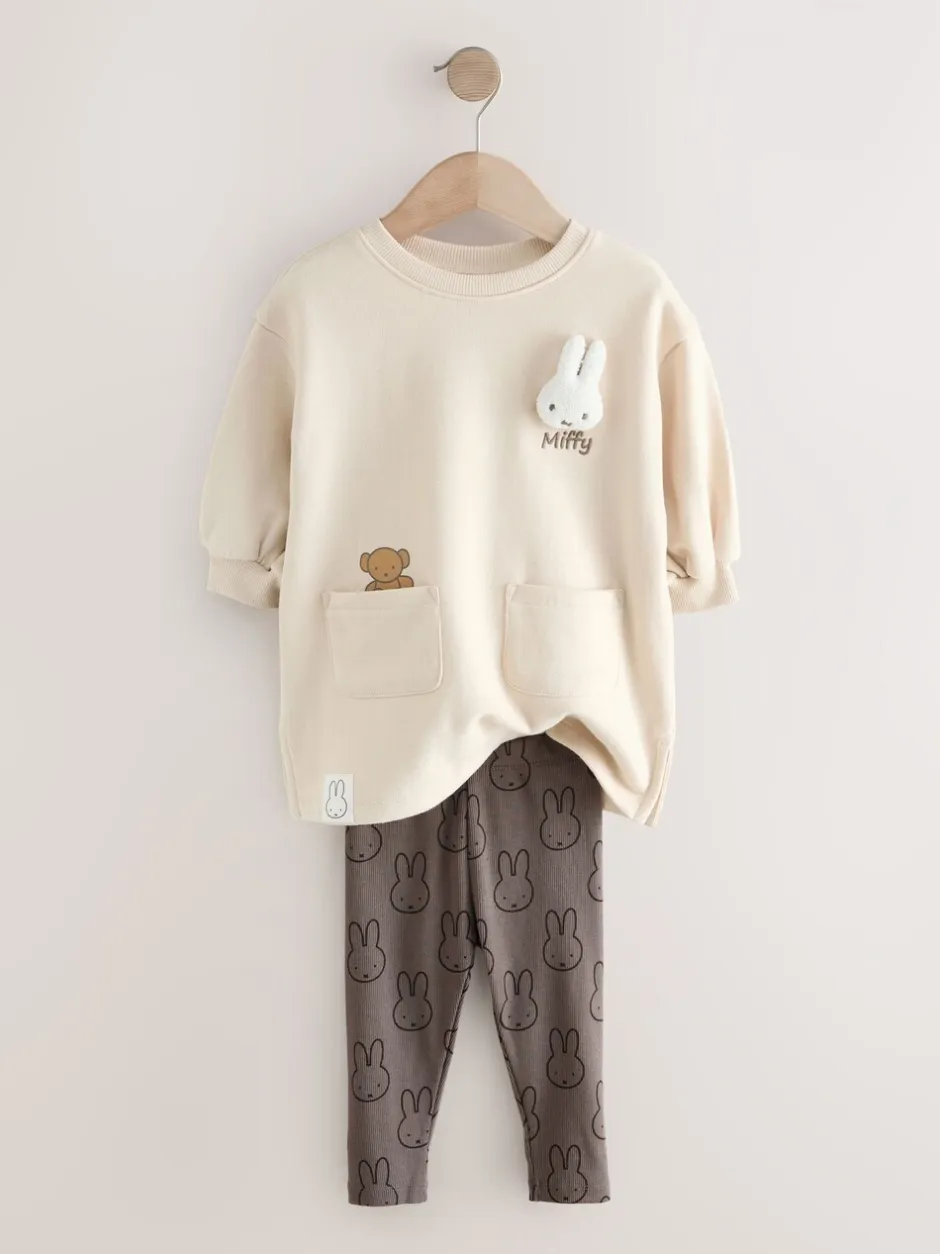 Sets En Combisets|Sets En Outfits*Next Crème - Miffy Sweat Dress & Leggings Set (3mths-7yrs)
