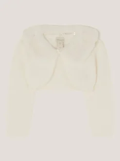Gebreide Kleding*Monsoon - Baby - Fuzzy vest met afneembare kraag Crème