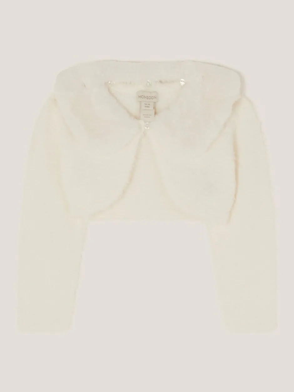 Gebreide Kleding*Monsoon - Baby - Fuzzy vest met afneembare kraag Crème
