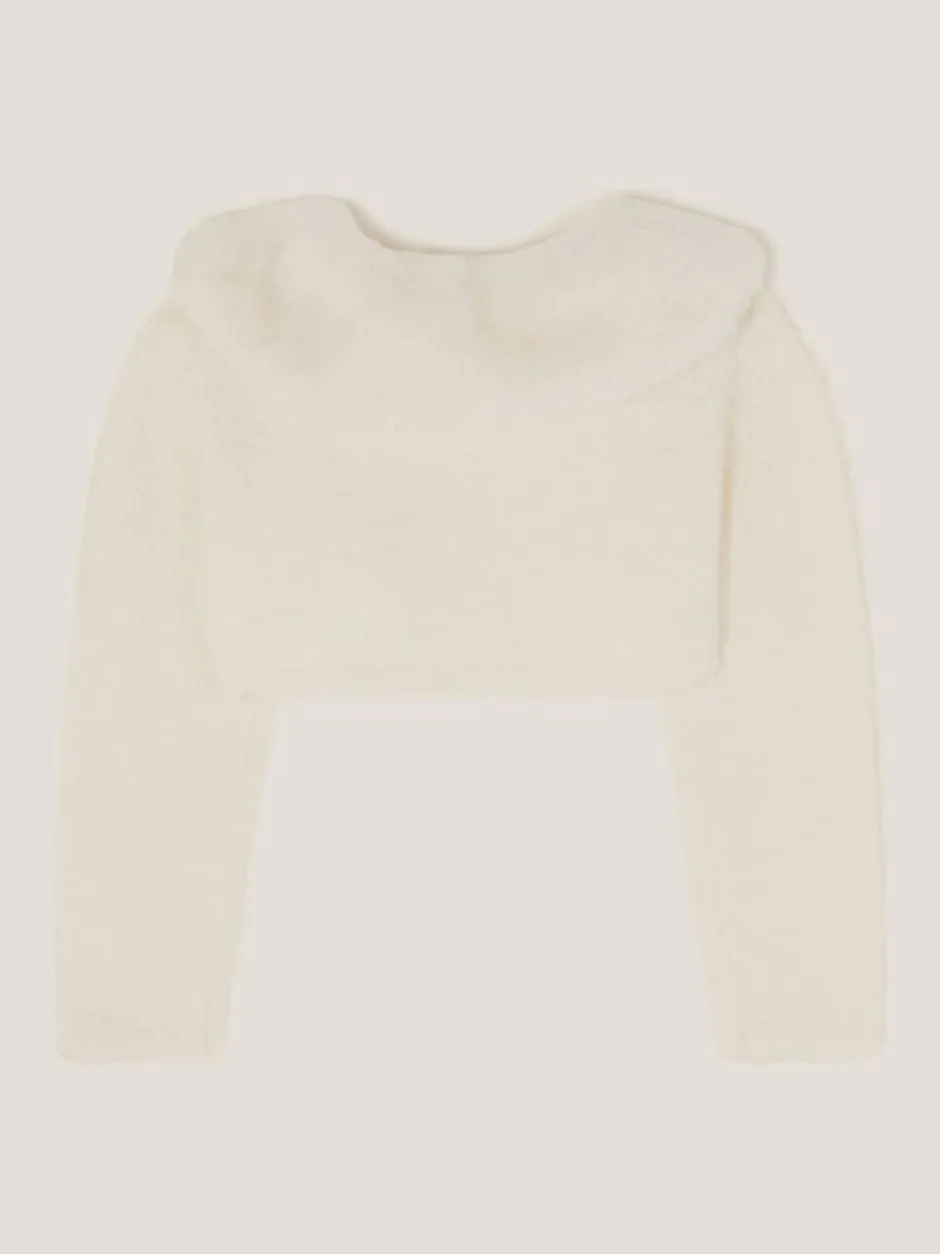 Gebreide Kleding*Monsoon - Baby - Fuzzy vest met afneembare kraag Crème
