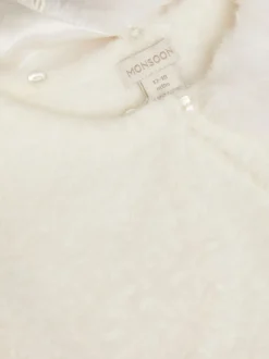Gebreide Kleding*Monsoon - Baby - Fuzzy vest met afneembare kraag Crème