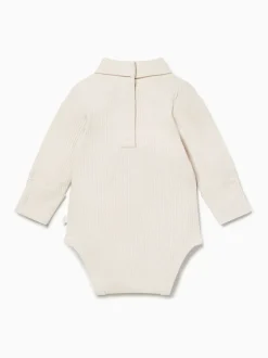 Rompertjes En Hemdjes|Mori - Ribbed Roll Neck Supersoft Bodysuit Crème
