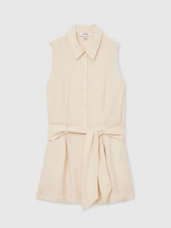 Jumpsuits En Playsuits*Reiss - Millie strandcover-up speelpakje met ceintuur Crème