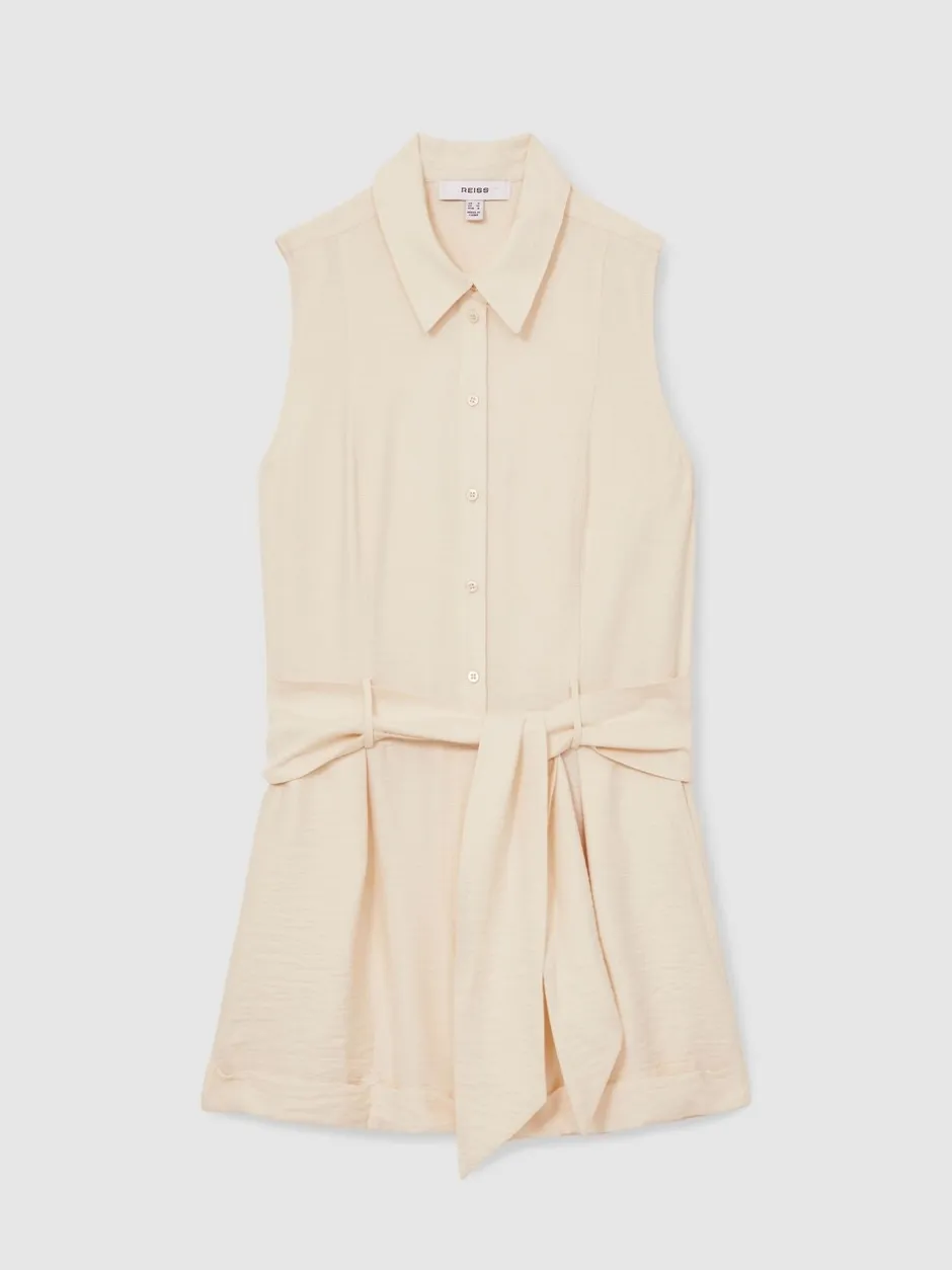 Jumpsuits En Playsuits*Reiss - Millie strandcover-up speelpakje met ceintuur Crème