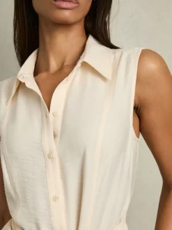 Jumpsuits En Playsuits*Reiss - Millie strandcover-up speelpakje met ceintuur Crème