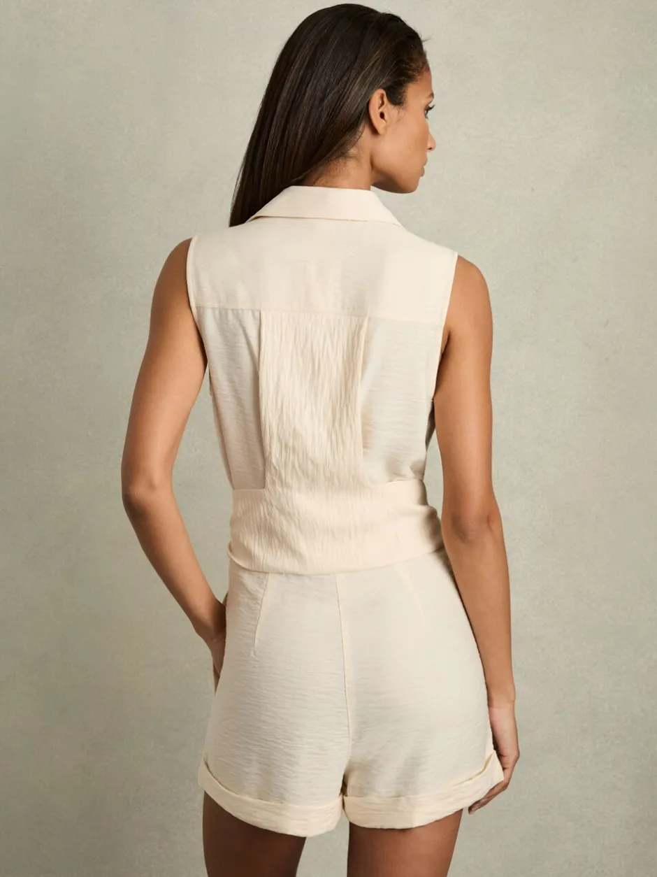Jumpsuits En Playsuits*Reiss - Millie strandcover-up speelpakje met ceintuur Crème