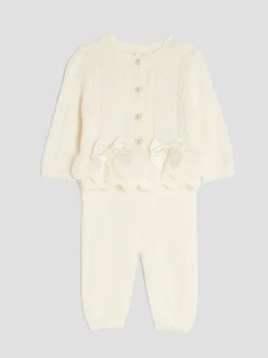 Gebreide Kleding|River Island - vest met peplum voor babymeisjes Crème