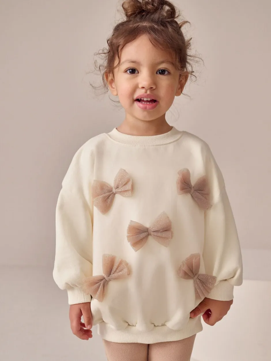 Sweaters En Hoody´S*Next - Set van sweatshirt met strik en uitlopende legging (3mnd-7jr) Crème
