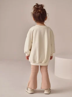 Sweaters En Hoody´S*Next - Set van sweatshirt met strik en uitlopende legging (3mnd-7jr) Crème