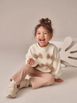 Sweaters En Hoody´S*Next - Set van sweatshirt met strik en uitlopende legging (3mnd-7jr) Crème