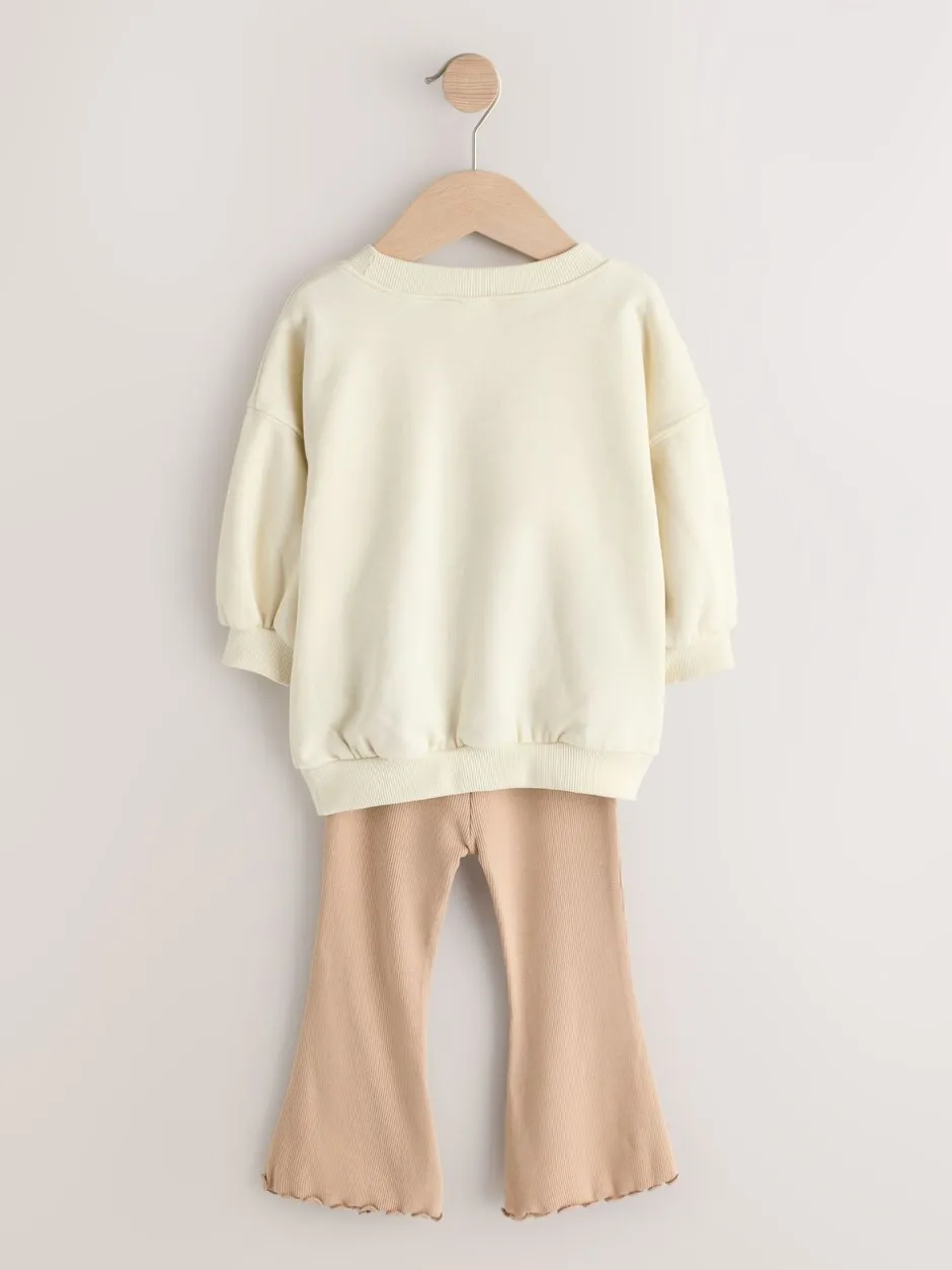 Sweaters En Hoody´S*Next - Set van sweatshirt met strik en uitlopende legging (3mnd-7jr) Crème
