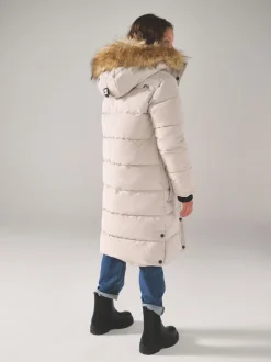 Schoolkleding|Jassen En Jacks|Superdry - - Everest lange gewatteerde jas Crème