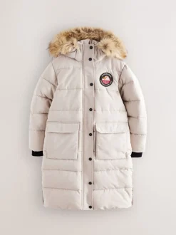 Schoolkleding|Jassen En Jacks|Superdry - - Everest lange gewatteerde jas Crème