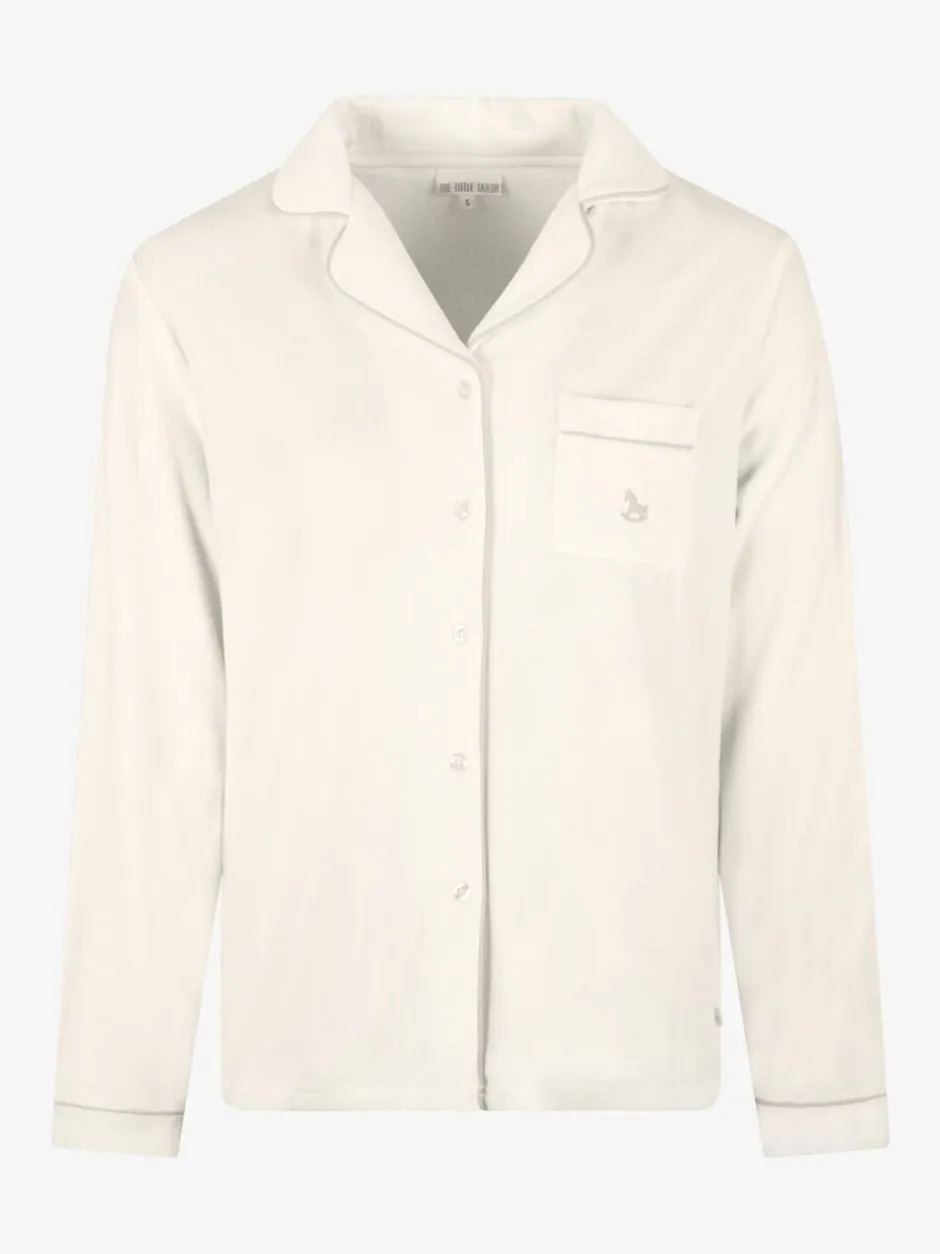 Pyjama's|The Little Tailor - luxe kerstpyjama van zacht aanvoelend velours Crème