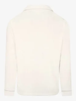 Pyjama's|The Little Tailor - luxe kerstpyjama van zacht aanvoelend velours Crème