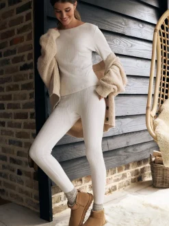 Alle Nacht- En Loungekleding*Next - Thermal Maximum Warmth Cosy Pointelle Leggings Crème