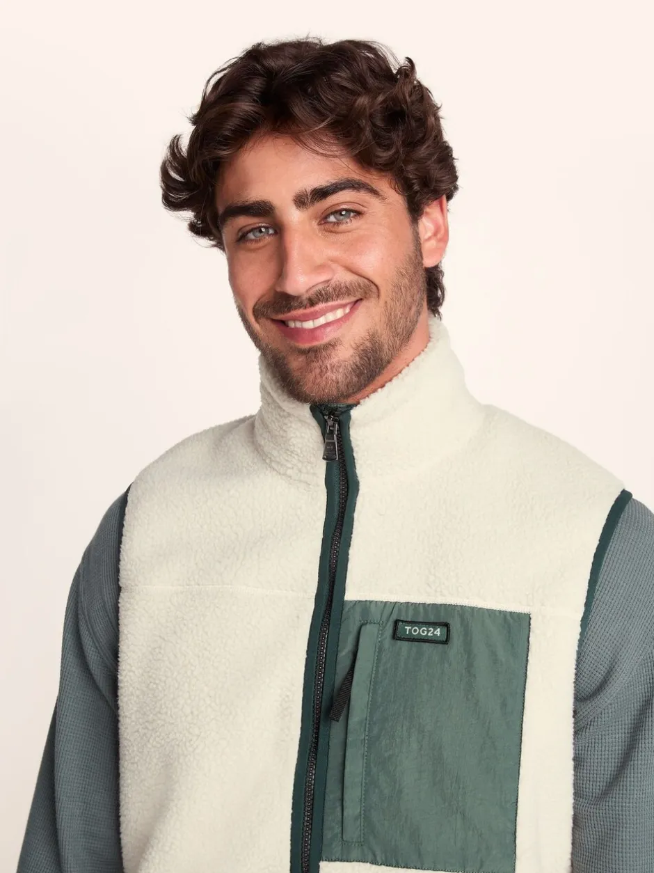 Jassen En Jacks|Tog 24 - Evan sherpa bodywarmer voor heren Crème