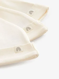 Mutsjes En Antikrabwantjes|Next - Verpakking van 3 babyhoeden van 100% katoen met gestrikte bovenkant (0 - 12 mnd) Crème